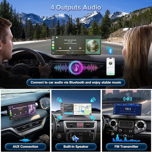 Carplay Screen for Car, 10.26'' Upgrade Wireless CarPlay & Android Auto Car Play Screen with 60PFS,1080P Backup Camera (with a Camera Bracket), GPS Navigation, Voice Control for All Vehicles in Saudi Arabia