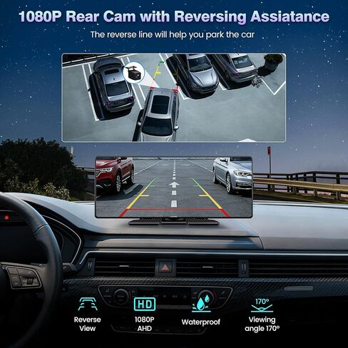 Carplay Screen for Car, 10.26'' Upgrade Wireless CarPlay & Android Auto Car Play Screen with 60PFS,1080P Backup Camera (with a Camera Bracket), GPS Navigation, Voice Control for All Vehicles in Saudi Arabia