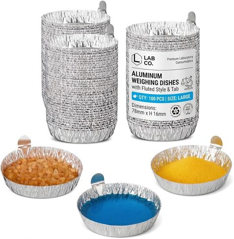 100pcs Aluminum Weighing Boats Liquid Mixing Foil Trays Aluminum Weighing Pan Foil Reusable Chemistry Weighing Pan for Laboratory Equipment Aluminum Foil Pans Labs Supplies in Kuwait