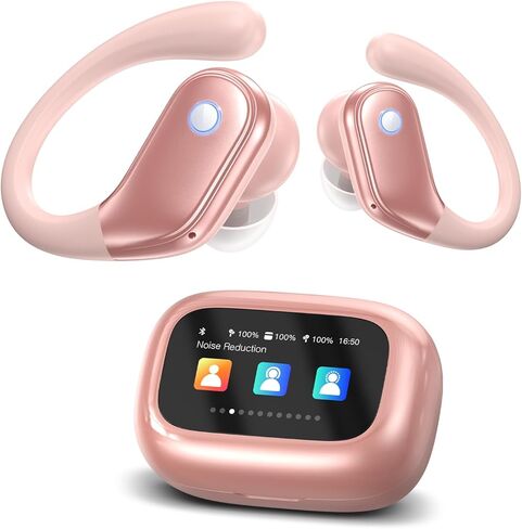 jaddsa Bluetooth 5.4 Wireless Earphones with Touchscreen Control, ENC Call Noise Cancellation, Rich Bass Audio, 5 Sound Modes for Gym, Running & Travel – Pastel Pink in Kuwait