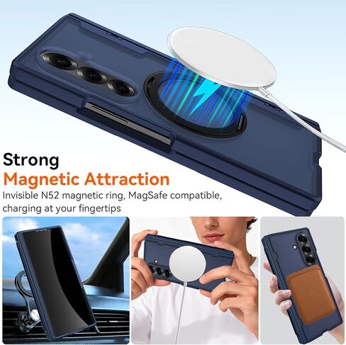 for Samsung Galaxy Z Fold 7 Case with S Pen Holder & Stylus, Fold7 Magnetic Ring Stand Compatible Magsafe Privacy Screen Protector Full Cover Hinge Protection Rugged Case for Z Fold 7 Blue in Saudi Arabia