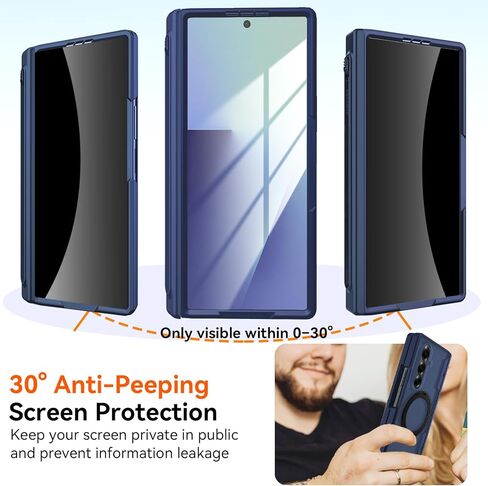 for Samsung Galaxy Z Fold 7 Case with S Pen Holder & Stylus, Fold7 Magnetic Ring Stand Compatible Magsafe Privacy Screen Protector Full Cover Hinge Protection Rugged Case for Z Fold 7 Blue in Saudi Arabia