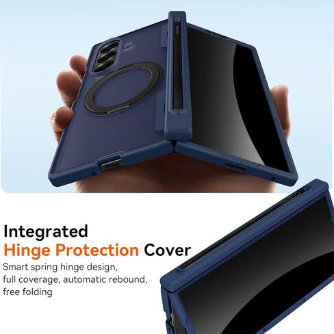 for Samsung Galaxy Z Fold 7 Case with S Pen Holder & Stylus, Fold7 Magnetic Ring Stand Compatible Magsafe Privacy Screen Protector Full Cover Hinge Protection Rugged Case for Z Fold 7 Blue in Saudi Arabia