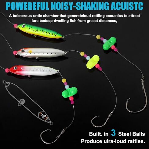 Soulchen 6 Pcs Catfish Float Rigs with Rattles Rig 6/0 8/0 10/0 Catfish Tackle Floats Take Down Fishing Rigs for Bank Fishing Equipment(6/0, 2 Sets, 8/0, 2 Sets, 10/0, 2 Set) in Saudi Arabia