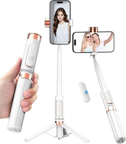 Selfie Stick Tripod for iPhone & Android – Portable Phone Tripod Stand with Bluetooth Remote, One-Click Open, Compact & Lightweight for Vlogging, Travel & Everyday Use(White) in Saudi Arabia