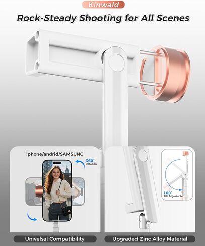 Selfie Stick Tripod for iPhone & Android – Portable Phone Tripod Stand with Bluetooth Remote, One-Click Open, Compact & Lightweight for Vlogging, Travel & Everyday Use(White) in Saudi Arabia
