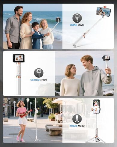 Selfie Stick Tripod for iPhone & Android – Portable Phone Tripod Stand with Bluetooth Remote, One-Click Open, Compact & Lightweight for Vlogging, Travel & Everyday Use(White) in Saudi Arabia