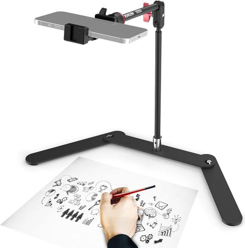 NEEWER Overhead Phone Tripod Stand with Dual Ball Head Articulating Boom Arm, Shock Absorbent Desk Phone Holder Clamp Mount with Foldable Base for Piano Cooking Drawing Sketching Live Streaming, DS026 in Saudi Arabia
