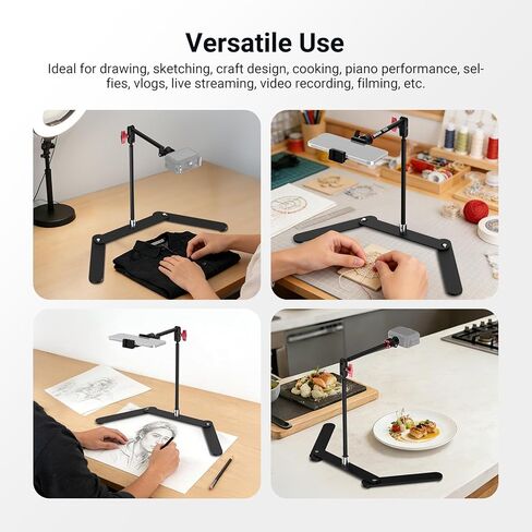 NEEWER Overhead Phone Tripod Stand with Dual Ball Head Articulating Boom Arm, Shock Absorbent Desk Phone Holder Clamp Mount with Foldable Base for Piano Cooking Drawing Sketching Live Streaming, DS026 in Saudi Arabia