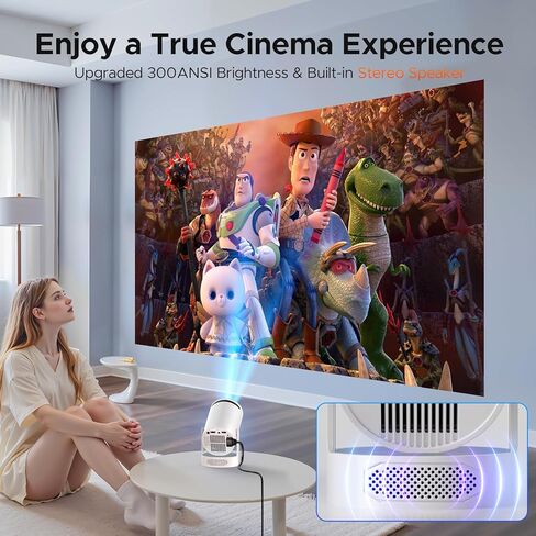 Projector with WiFi and Bluetooth, Mini Projector Support 4K, Auto Keystone Portable Projector for Bedroom Home Theater, Built-in Speaker, Dual-Band WiFi 6 in Saudi Arabia