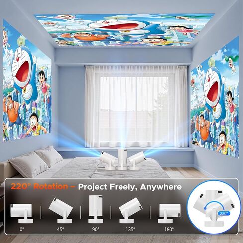 Projector with WiFi and Bluetooth, Mini Projector Support 4K, Auto Keystone Portable Projector for Bedroom Home Theater, Built-in Speaker, Dual-Band WiFi 6 in Saudi Arabia
