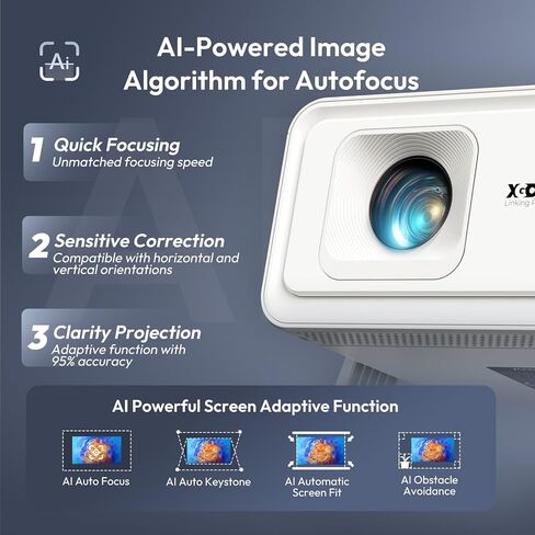 جهاز عرض مزود بتقنية WiFi وBluetooth يدعم جهاز عرض ذكي محمول بدقة 4K 1080P، وتركيز تلقائي XGODY Gimbal A1، وتصحيح الانحراف التلقائي 6D، ودوران 180 درجة، وجهاز عرض أفلام المسرح المنزلي Android 14 in Saudi Arabia
