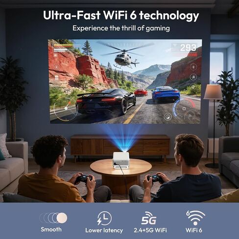 جهاز عرض مزود بتقنية WiFi وBluetooth يدعم جهاز عرض ذكي محمول بدقة 4K 1080P، وتركيز تلقائي XGODY Gimbal A1، وتصحيح الانحراف التلقائي 6D، ودوران 180 درجة، وجهاز عرض أفلام المسرح المنزلي Android 14 in Saudi Arabia