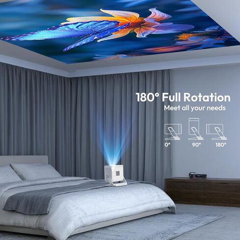 جهاز عرض مزود بتقنية WiFi وBluetooth يدعم جهاز عرض ذكي محمول بدقة 4K 1080P، وتركيز تلقائي XGODY Gimbal A1، وتصحيح الانحراف التلقائي 6D، ودوران 180 درجة، وجهاز عرض أفلام المسرح المنزلي Android 14 in Saudi Arabia