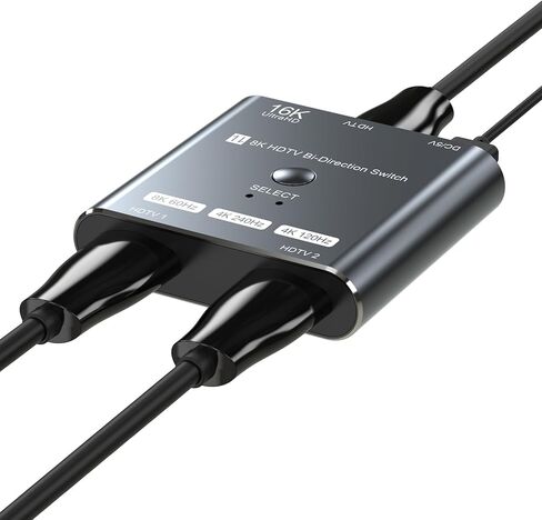 مفتاح HDMI 2.1 ثنائي الاتجاه 4K 240 هرتز - محول مخرج 2 في 1/مقسم 1 في 2 يدعم 8K عند 60 هرتز و4K عند 60 هرتز، متوافق مع PS5، وXbox، وRoku Firestick، وأجهزة الكمبيوتر، إلخ in Kuwait