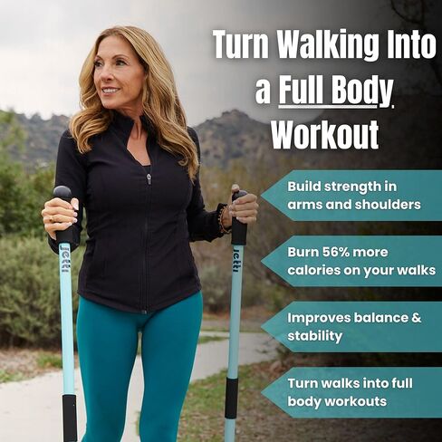 Perfectly Weighted Walking Poles for Full-Body Workouts, Enhanced Stability, and Improved Posture | Includes 2 Walking Poles & Carrying Case | 2.2 lbs in Saudi Arabia