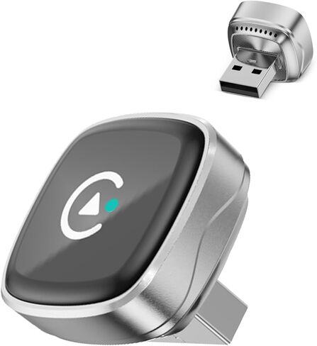 2026 Ultra Mini Wireless Carplay Adapter for iPhone & Android Auto, USB for Apple Car Play Dongle Plug & Play for iOS 10+ & Android 10+, Auto-Reconnect, Stable & No Lag (Sliver) in Saudi Arabia