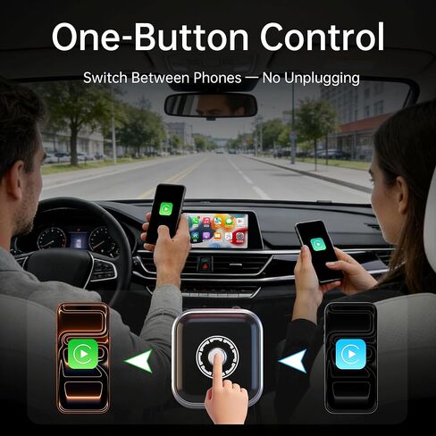 Wireless CarPlay Adapter for iPhone 2026 Upgrade, OEM-Level Stability with Lightning-Fast Instant Connection, One-Tap Device Switching, Ultra-Compact Design, for Cars with Factory Wired CarPlay in Saudi Arabia