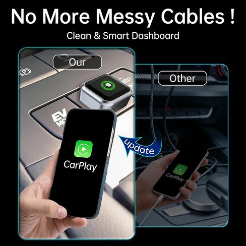 Wireless CarPlay Adapter for iPhone 2026 Upgrade, OEM-Level Stability with Lightning-Fast Instant Connection, One-Tap Device Switching, Ultra-Compact Design, for Cars with Factory Wired CarPlay in Saudi Arabia
