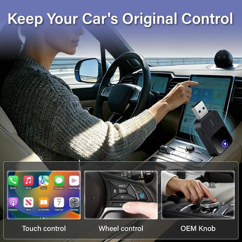 محول CarPlay اللاسلكي المحسن لعام 2026 لأجهزة iPhone وAndroid Auto، اتصال تلقائي أسرع 5X بدون زمن انتقال، يحول السلكي إلى CarPlay اللاسلكي، التوصيل والتشغيل، محول 2 في 1 لنظام iOS 12+/Android 11+، أسود in Saudi Arabia