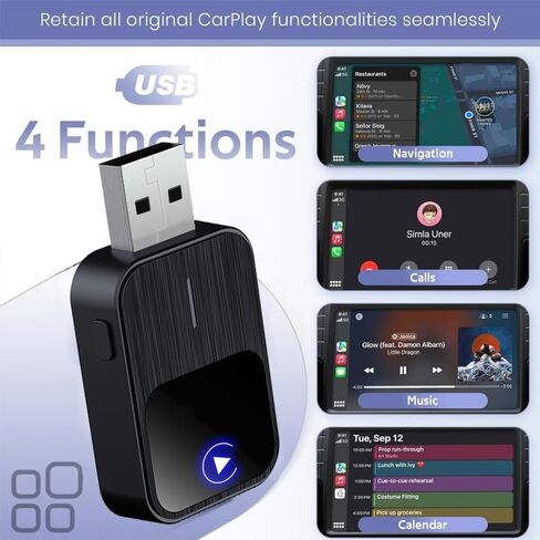 محول CarPlay اللاسلكي المحسن لعام 2026 لأجهزة iPhone وAndroid Auto، اتصال تلقائي أسرع 5X بدون زمن انتقال، يحول السلكي إلى CarPlay اللاسلكي، التوصيل والتشغيل، محول 2 في 1 لنظام iOS 12+/Android 11+، أسود in Saudi Arabia