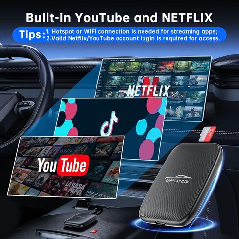 صندوق فيديو سحري 6 في 1 لـ Netflix/YouTube، محول CarPlay اللاسلكي ومحول Android Auto اللاسلكي تحويل سلكي إلى Wireles Carplay Dongle لسيارات CarPlay السلكية OEM، تشغيل بطاقة TF، التوصيل والتشغيل in Kuwait