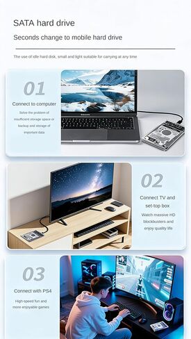 حاوية محرك أقراص ثابتة خارجي USB 3.1 لمحرك أقراص SATA HDD/SSD مقاس 2.5 بوصة، حافظة شفافة مع UASP، دعم 6 تيرابايت، تركيب بدون أدوات، نقل بسرعة 5 جيجابت في الثانية، نحيف للغاية 13 مم، يتضمن USB C إلى كابل in Kuwait