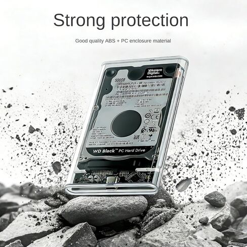حاوية محرك أقراص ثابتة خارجي USB 3.1 لمحرك أقراص SATA HDD/SSD مقاس 2.5 بوصة، حافظة شفافة مع UASP، دعم 6 تيرابايت، تركيب بدون أدوات، نقل بسرعة 5 جيجابت في الثانية، نحيف للغاية 13 مم، يتضمن USB C إلى كابل in Kuwait