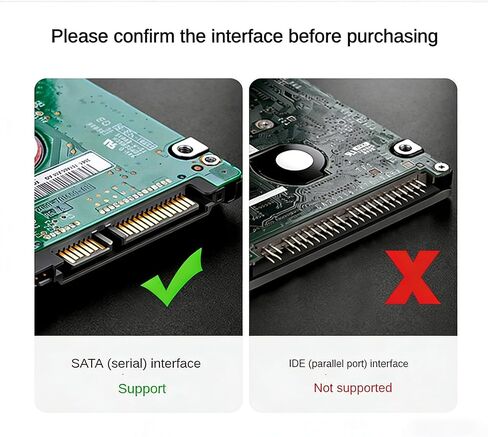 حاوية محرك أقراص ثابتة خارجي USB 3.1 لمحرك أقراص SATA HDD/SSD مقاس 2.5 بوصة، حافظة شفافة مع UASP، دعم 6 تيرابايت، تركيب بدون أدوات، نقل بسرعة 5 جيجابت في الثانية، نحيف للغاية 13 مم، يتضمن USB C إلى كابل in Kuwait