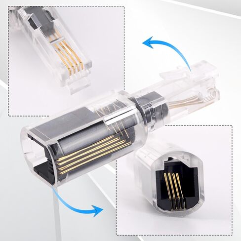 4pcs Phone Cord Detanglers for RJ9 4P4C Telephone Lines Cable Wire, 4.7x1.5cm/1.85x0.59in ABS 360° Rotating No Non Free Anti-Tangle Extender for Landline Desk Telephone (Cords Not Included) in Saudi Arabia