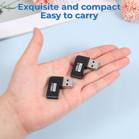 محول زاوية يمين USB، قطعتان بزاوية يمنى 90 درجة USB 3.0 محول توسيع ذكر إلى أنثى لتوصيل القرص الصلب المحمول وبطاقة الشبكة اللاسلكية وكاميرا U قرص لوحة المفاتيح وماوس، أسود in Saudi Arabia