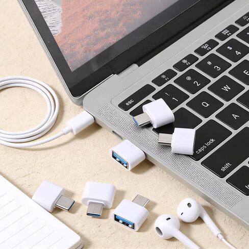 10 قطع محول USB-C إلى USB، محول USB أبيض من النوع C إلى أنثى لمحرك الفلاش ووحدة التحكم والماوس ولوحة المفاتيح والمزيد in Saudi Arabia