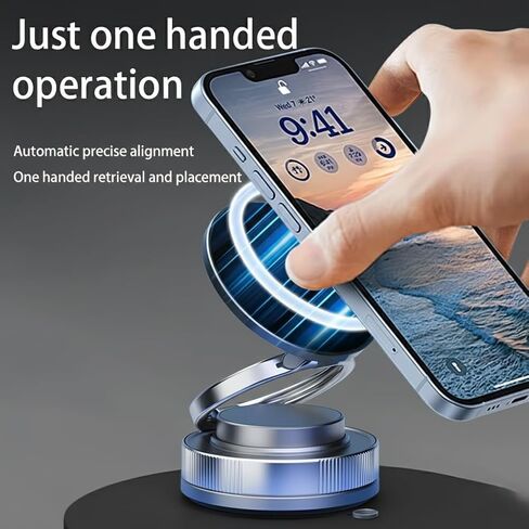 Magnetic Car Phone Holder, Adjustable Rotating Double-Sided Suction Mount, Durable ABS Material, Hands-Free Cell Phone Mount in Saudi Arabia