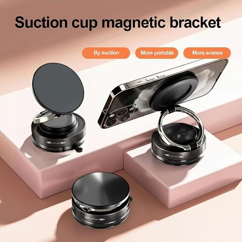 Magnetic Car Phone Holder, Adjustable Rotating Double-Sided Suction Mount, Durable ABS Material, Hands-Free Cell Phone Mount in Saudi Arabia