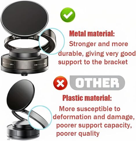 Magnetic Car Phone Holder, Adjustable Rotating Double-Sided Suction Mount, Durable ABS Material, Hands-Free Cell Phone Mount in Saudi Arabia