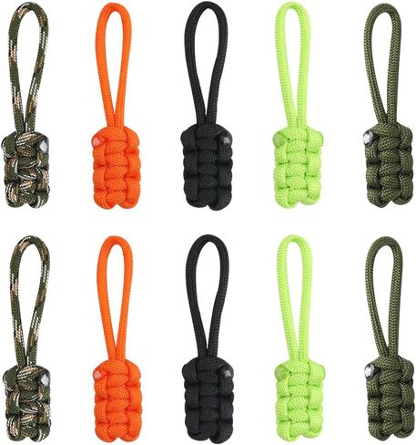 10 Set Replacement Zipper Pull Repair Kit Braided Lanyard Key Chain Backpack Lanyards Pull Tab Zipper Fixer Metal Head (Multicolour) in Kuwait