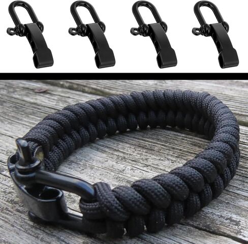 4 PCS Paracord Bracelet Shackle Buckle, Black Durable Paracord Bracelet Zinc Alloy Survival Bracelets Bow Anchor with D Ring Shackle Clasp for Outdoor Camping, Paracords Watch Band in Saudi Arabia