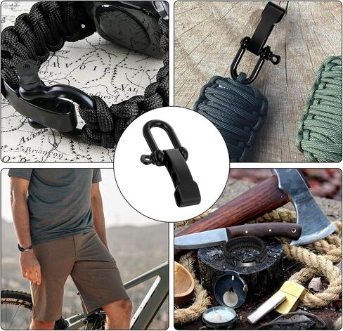 4 PCS Paracord Bracelet Shackle Buckle, Black Durable Paracord Bracelet Zinc Alloy Survival Bracelets Bow Anchor with D Ring Shackle Clasp for Outdoor Camping, Paracords Watch Band in Saudi Arabia