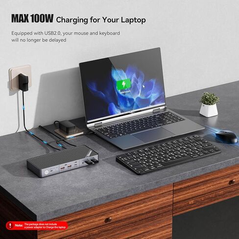 محطة إرساء شاشة مزدوجة Minisopuru KVM Switch لأجهزة الكمبيوتر المحمول وسطح المكتب - مع HDMI 4K@60 هرتز، شحن 15 وات، EDID، 5 USB A USB-C، صوت، لأجهزة الكمبيوتر المحمولة Thunderbolt 5/4/3، USB-C Windows (لا تدعم MacBook) in Kuwait