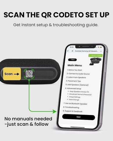 Avantree Harmony A2 – Wireless Auracast Speaker System for Whole-Home Background Audio, Expandable Setup, One-Button Control, Bluetooth/Optical/AUX Input, for Home, Stores & Small Venues in Saudi Arabia