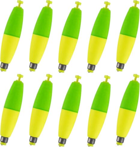 10-Pack Fishing Bobbers Floats, Weighted Bobbers for Fishing Cigar EVA Foam Snap-on Floats Corks Floaters Buoys for Crappie Bass Panfish Bluegills Trout in Saudi Arabia