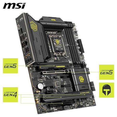 اللوحة الأم MSI MAG ATX B860 TOMAHAWK WIFI ATX تدعم Intel Core Ultra (السلسلة 2)، LGA 1851 DDR5 Memory Boost 9200+ MT/s OC، 1 x PCIe 5.0 x16، 1 x M.2 Gen5، LAN 5G، Wi-Fi 7 in Saudi Arabia