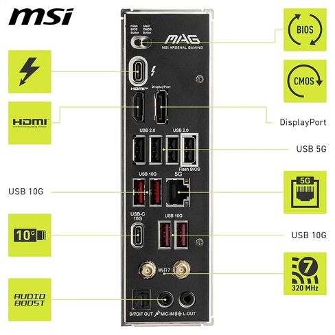 اللوحة الأم MSI MAG ATX B860 TOMAHAWK WIFI ATX تدعم Intel Core Ultra (السلسلة 2)، LGA 1851 DDR5 Memory Boost 9200+ MT/s OC، 1 x PCIe 5.0 x16، 1 x M.2 Gen5، LAN 5G، Wi-Fi 7 in Saudi Arabia