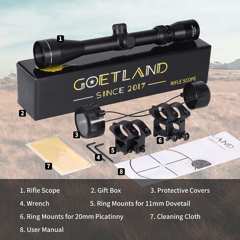 نطاق بندقية جوتلاند 3-9x40 SFP Crosshair R4 شبكاني مع حوامل حلقية لمسدس الهواء Airsoft للصيد التكتيكي in Kuwait