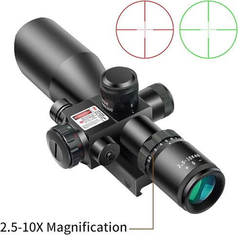 2.5-10x40 Red Green Illuminated Tactical Rifle Scope Crossbow Scope with Red Laser Combo Less Than 5mW Output in Saudi Arabia