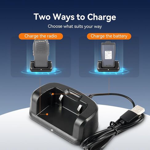 شاحن جهاز اتصال لاسلكي Retevis H777، قاعدة شحن أصلية، شاحن سطح مكتب USB-C، متوافق مع جهاز اتصال لاسلكي Retevis H777 H777H H777D وبطارية (عبوتان) in Saudi Arabia