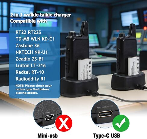 2 قطعة قاعدة شاحن KD-C1 ومحول طاقة 2 في 1 منفذ USB مزدوج مع زوج من كابل النوع C، متوافق مع RT22 RT22S RB19 RB19P RT68 RB28 NR10 RT18 RT22S H777 RB29 Cobra HYT أجهزة الاتصال اللاسلكي in Saudi Arabia