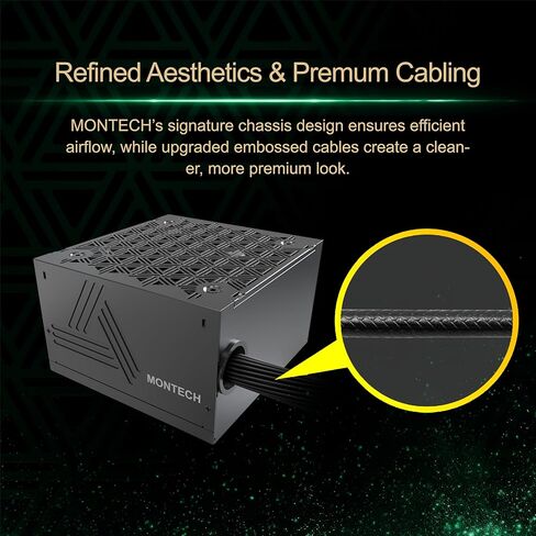 مصدر طاقة Montech BETA 2 850W، ATX 3.1 وPCIe 5.1 جاهز، 80+ برونزي معتمد، كابل الجيل التالي 12V-2x6، استقرار DC-to-DC، مكثف رئيسي صناعي ياباني، مجموعة حماية كاملة in Saudi Arabia