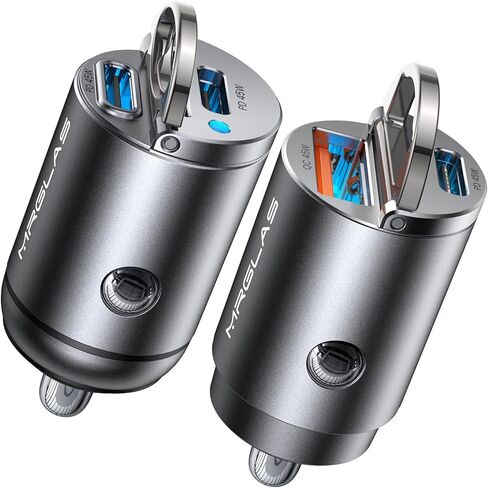 شاحن سيارة MRGLAS 2-Pack 90W USB C، [معدن صغير للغاية] شاحن سيارة محول شحن سريع PD+QC3.0 منفذ مزدوج من النوع C ولاعة سجائر للسيارة USB متوافق مع iPhone 17 16 15 Pro Max iPad Samsung S26 25 in Kuwait