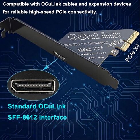 محول PCIe 4.0 x4 إلى OCuLink، بطاقة توسيع SFF-8612 بسرعة 64 جيجابت في الثانية PCI Express Gen4 لقاعدة eGPU وU.2 NVMe SSD وكمبيوتر صغير وتخزين خادم NAS in Kuwait
